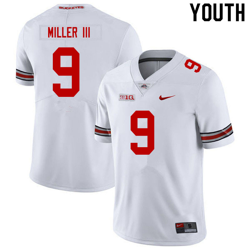 Ohio State Buckeyes Jack Miller III Youth #9 White Authentic Stitched College Football Jersey